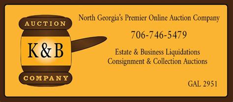 We are a family owned and operated online auction company located in the beautiful northeast Georgia mountains. . K and b auction company